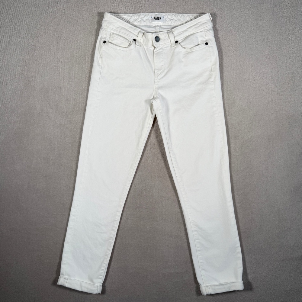 Paige Jeans Womens 28 White Skyline Mid Rise Skinny Cuff Crop Rolled Hem